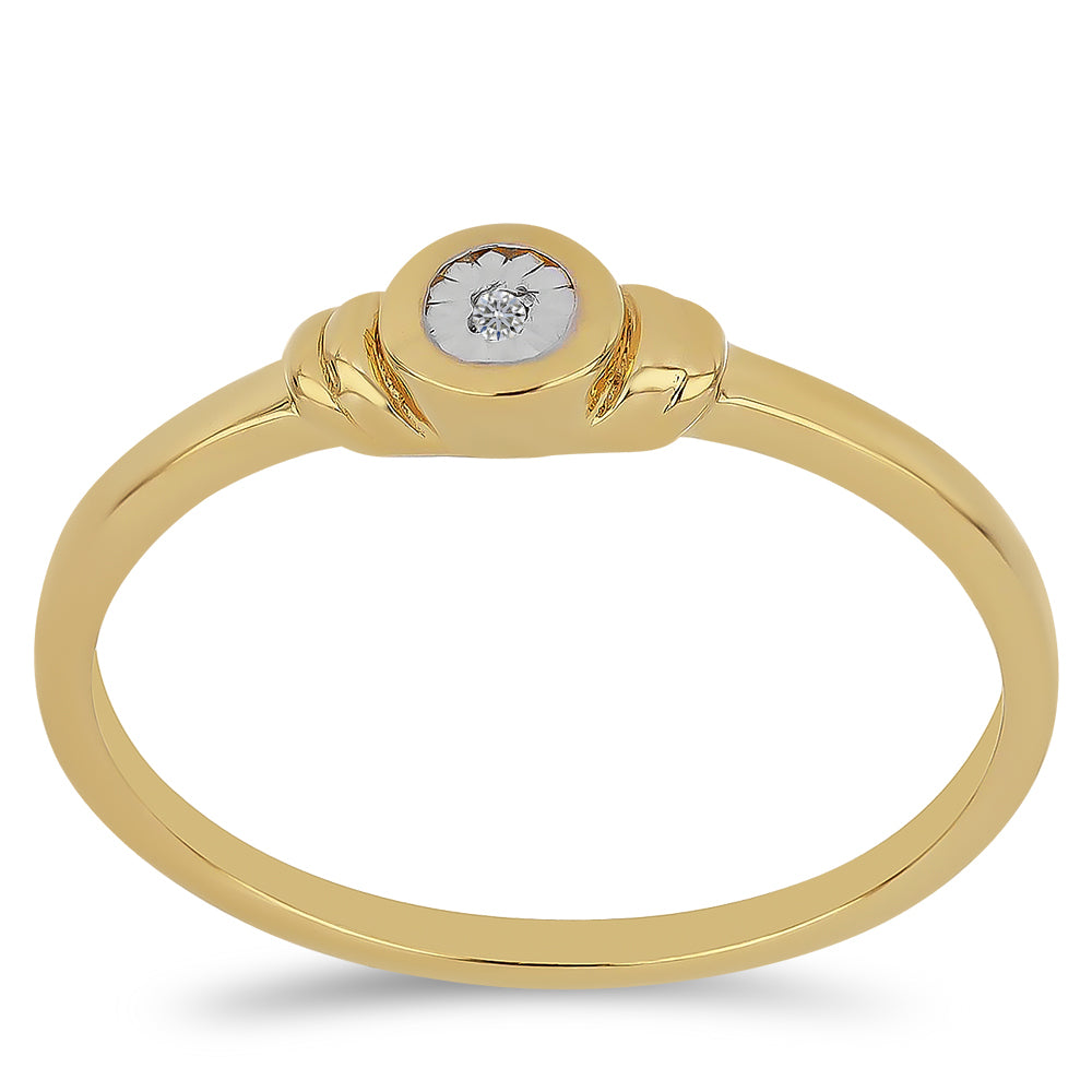 Goldplattierter Silberring mit weißem Diamant 3 