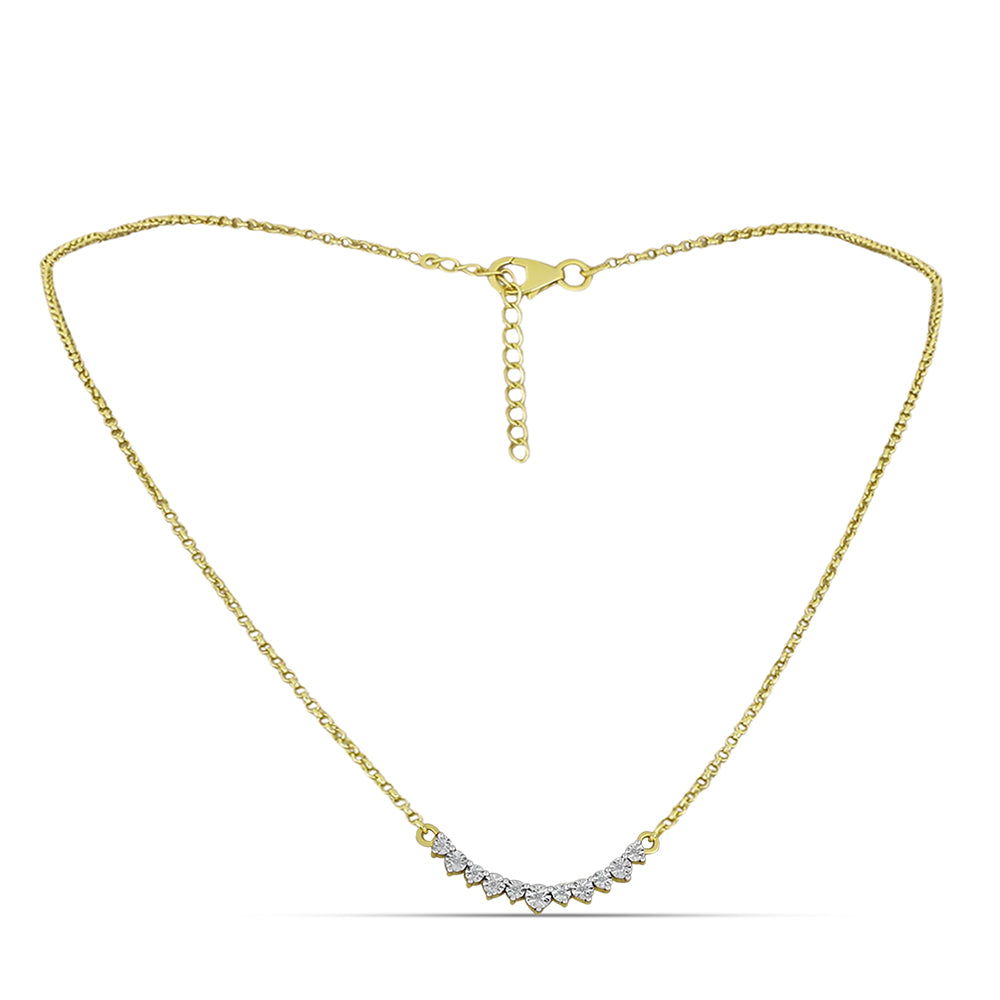 Goldplattierte Silberhalskette mit weißem Diamant 1 
