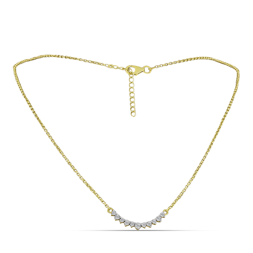 Goldplattierte Silberhalskette mit weißem Diamant 2 