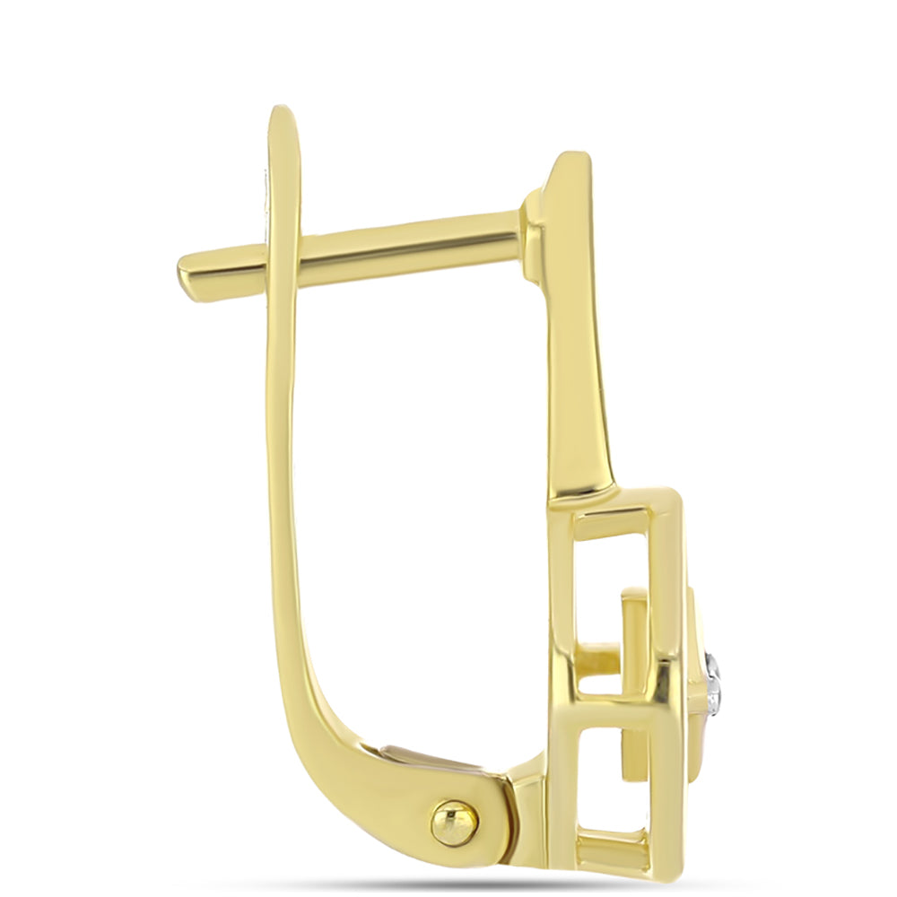 Goldplattierte Silberohrringe mit weißem Diamant 4 