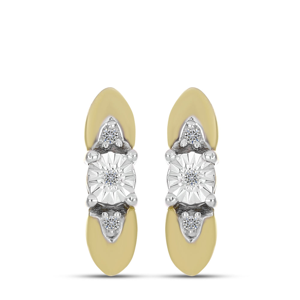 Goldplattierte Silberohrringe mit weißem Diamant