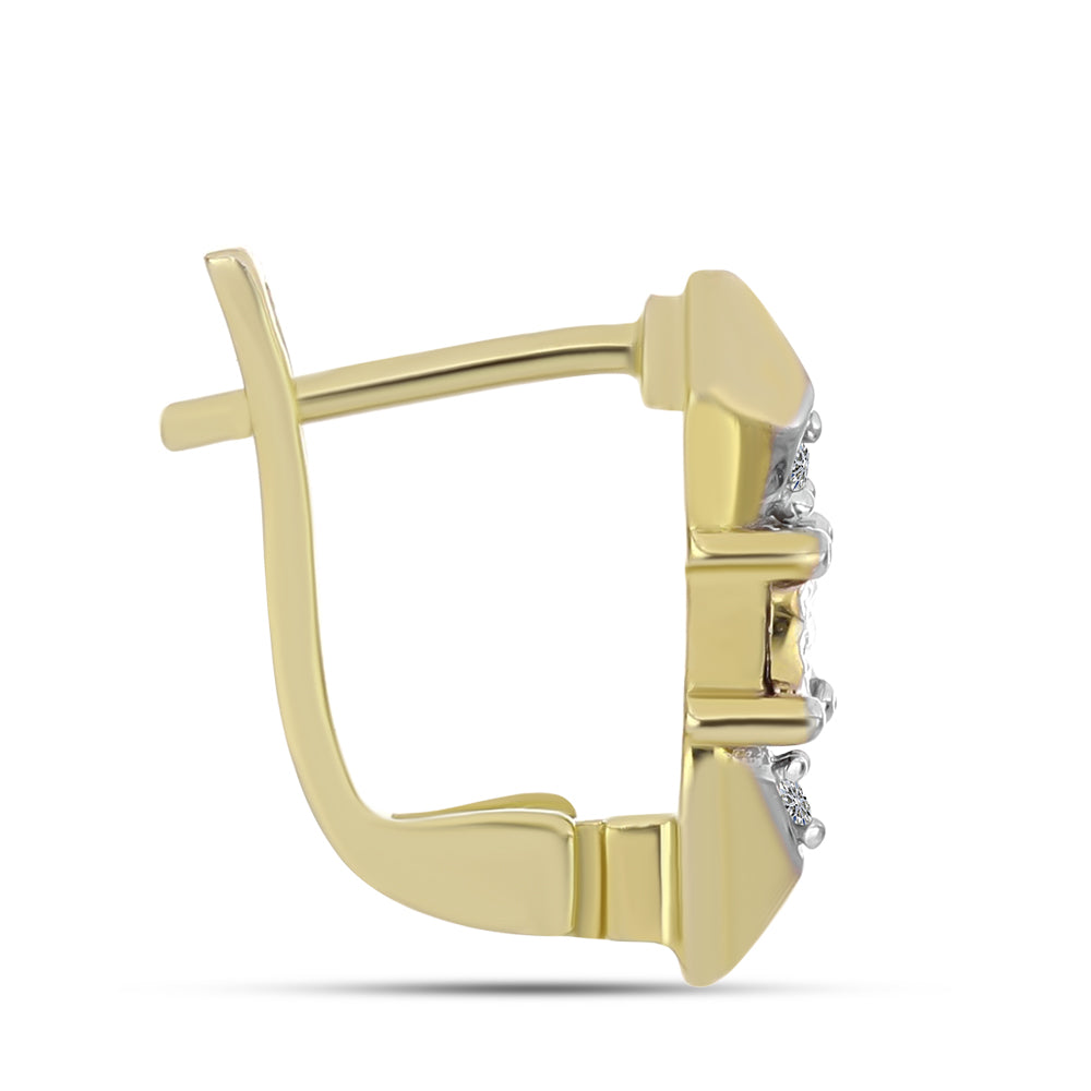 Goldplattierte Silberohrringe mit weißem Diamant 2 