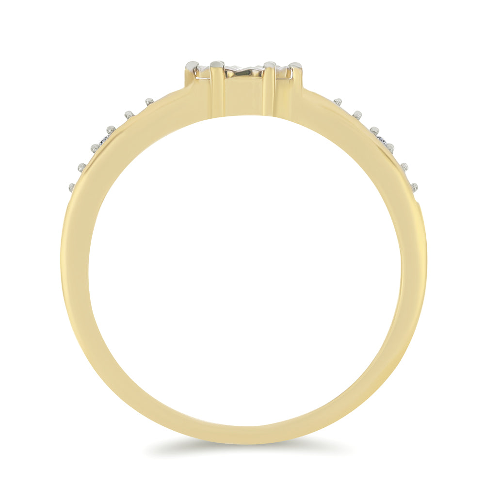 Goldplattierter Silberring mit weißem Diamant und weißem Zirkon