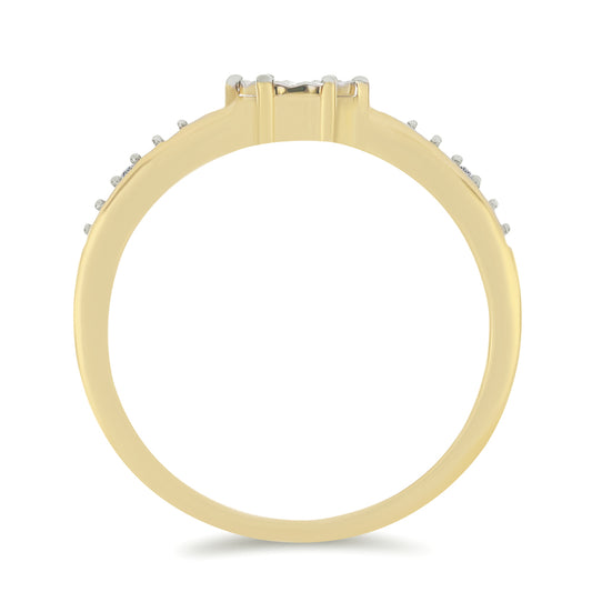 Goldplattierter Silberring mit weißem Diamant und weißem Zirkon