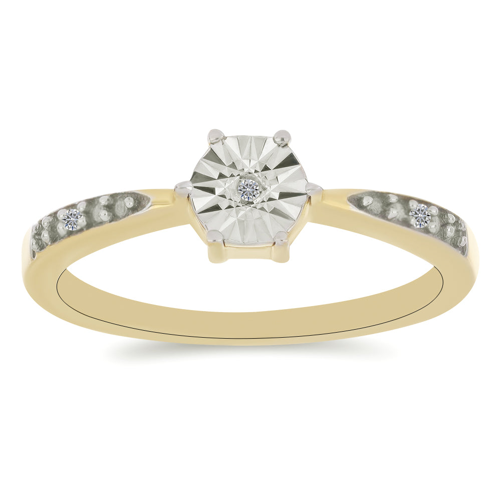 Goldplattierter Silberring mit weißem Diamant und weißem Zirkon 3 