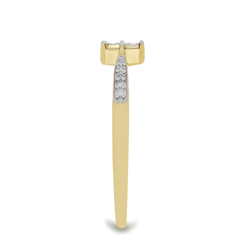 Goldplattierter Silberring mit weißem Diamant und weißem Zirkon