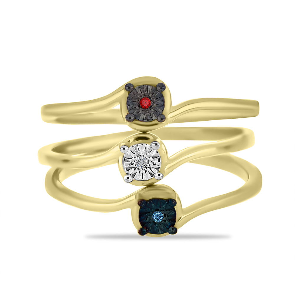 schmuckgarnitur aus Goldplattierte Silber mit blauem Diamant und weißem Diamant