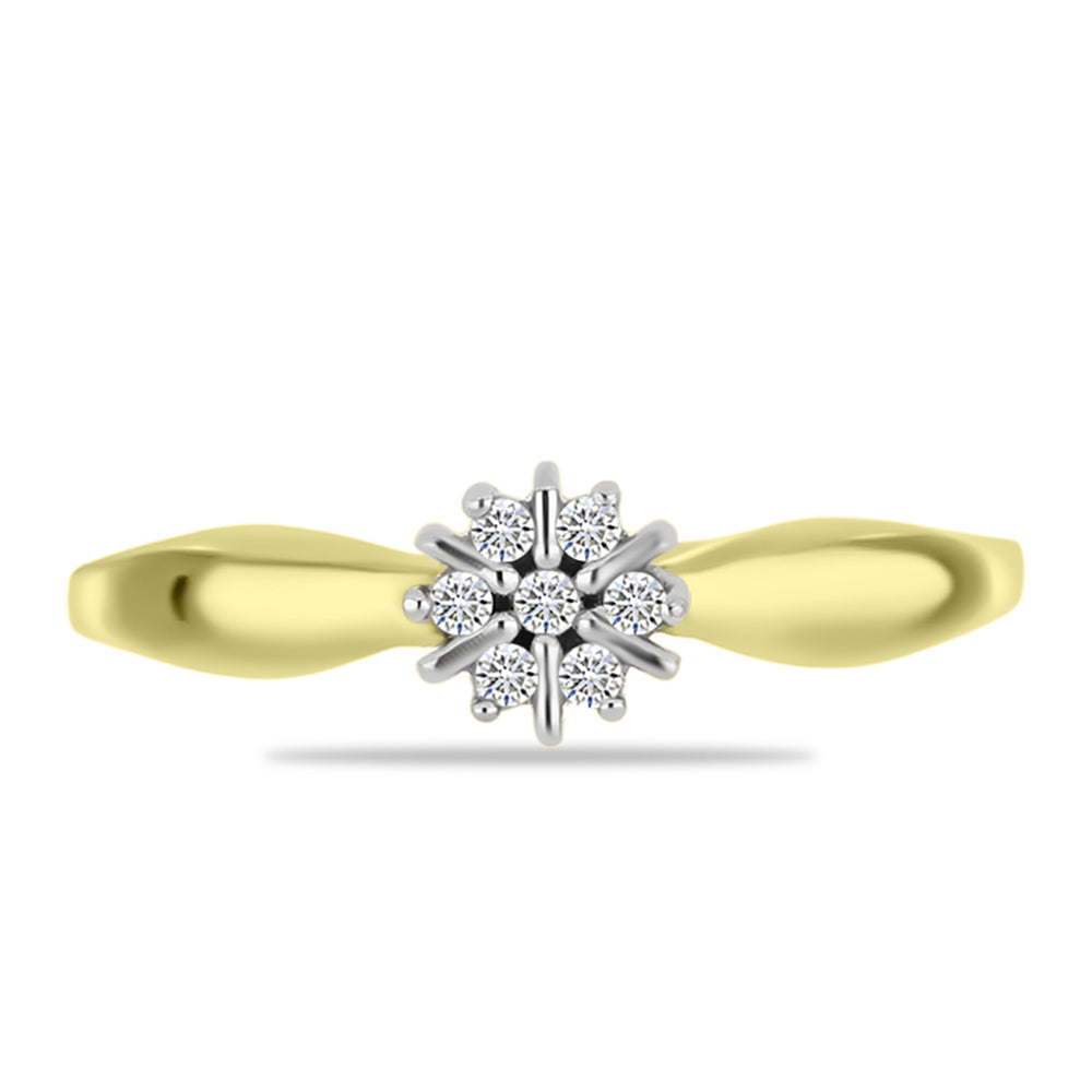 Goldplattierter Silberring mit weißem Diamant