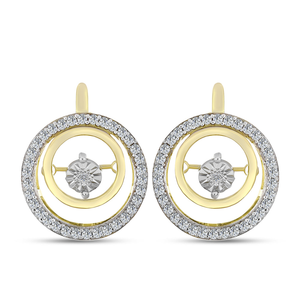 Goldplattierte Silberohrringe mit weißem Diamant und weißem Zirkon