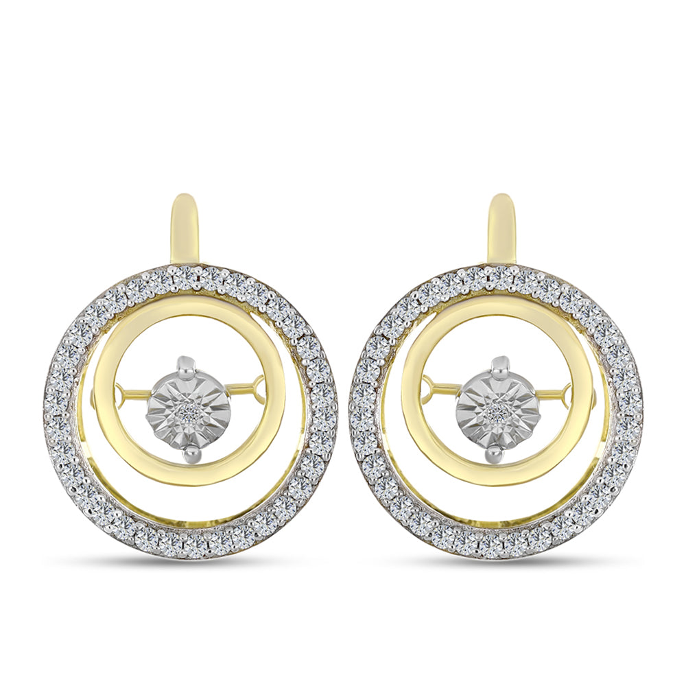 Goldplattierte Silberohrringe mit weißem Diamant und weißem Zirkon 3 