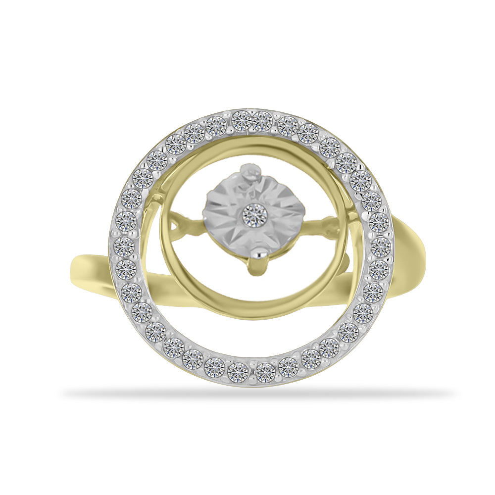 Goldplattierter Silberring mit weißem Diamant und weißem Zirkon