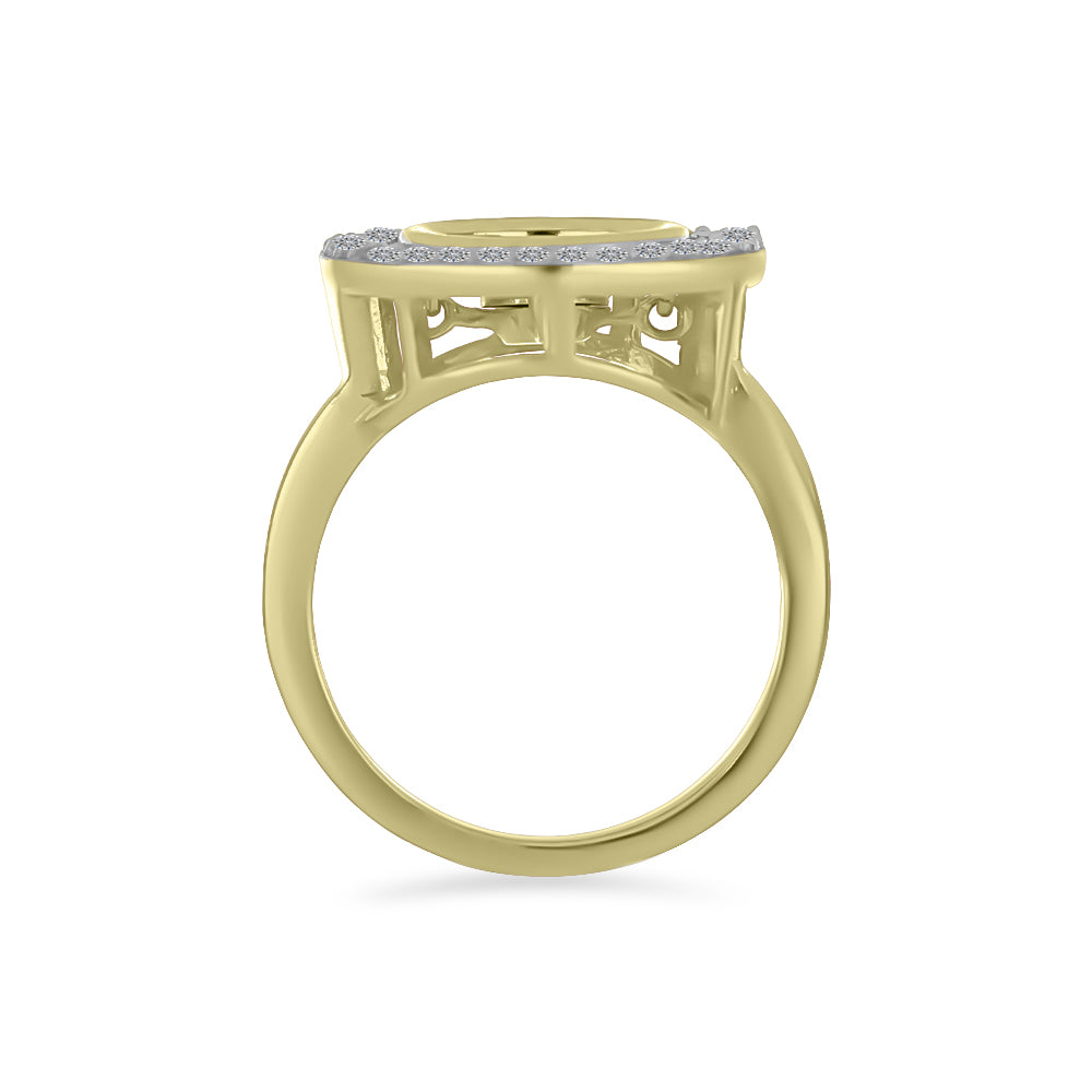 Goldplattierter Silberring mit weißem Diamant und weißem Zirkon