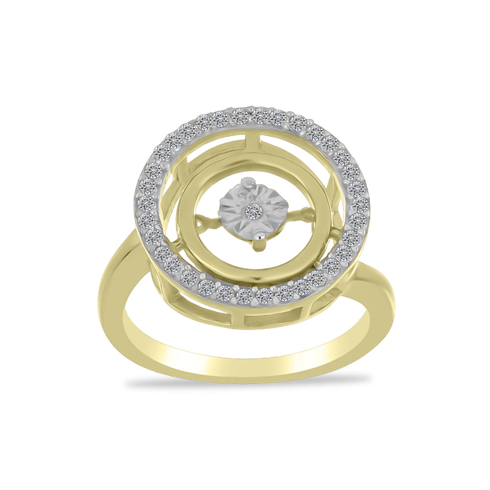 Goldplattierter Silberring mit weißem Diamant und weißem Zirkon