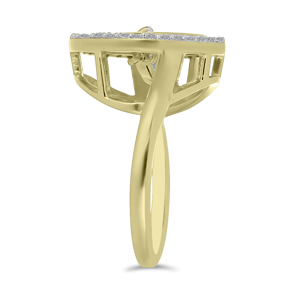 Goldplattierter Silberring mit weißem Diamant und weißem Zirkon 4 