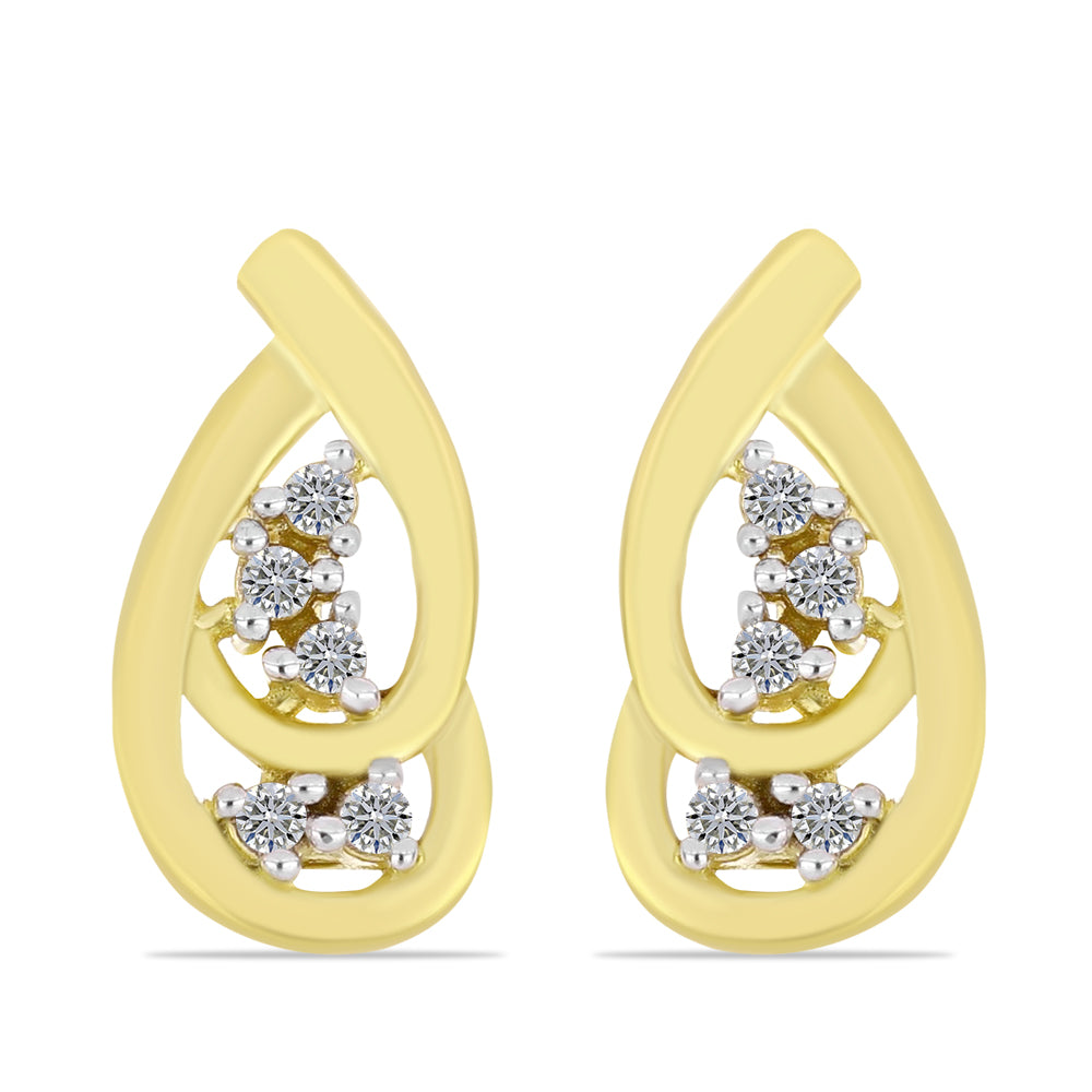 Goldplattierte Silberohrringe mit weißem Diamant 1 