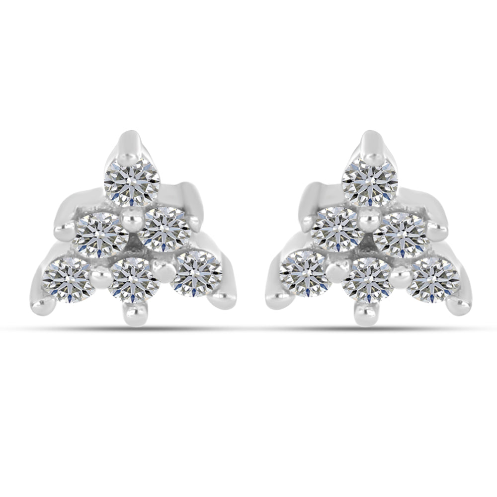 Silberohrringe mit weißem Diamant 1 