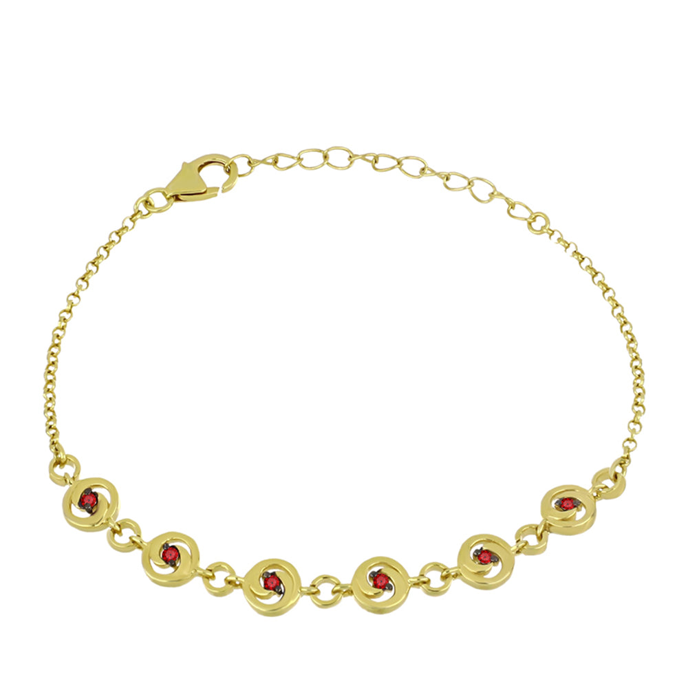 Goldplattiertes Silberarmband mit rotem Diamant 2 