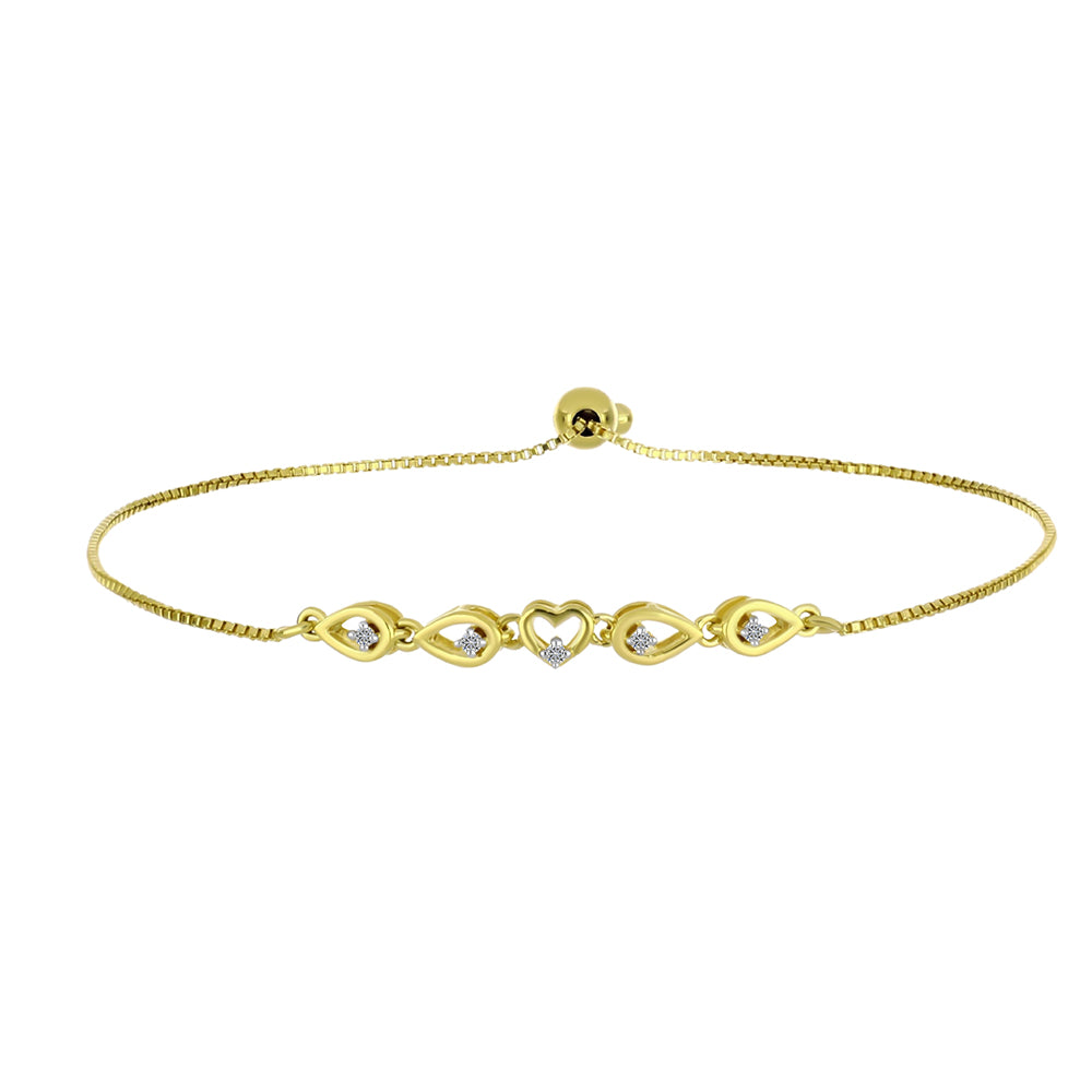 Goldplattiertes Silberarmband mit weißem Diamant