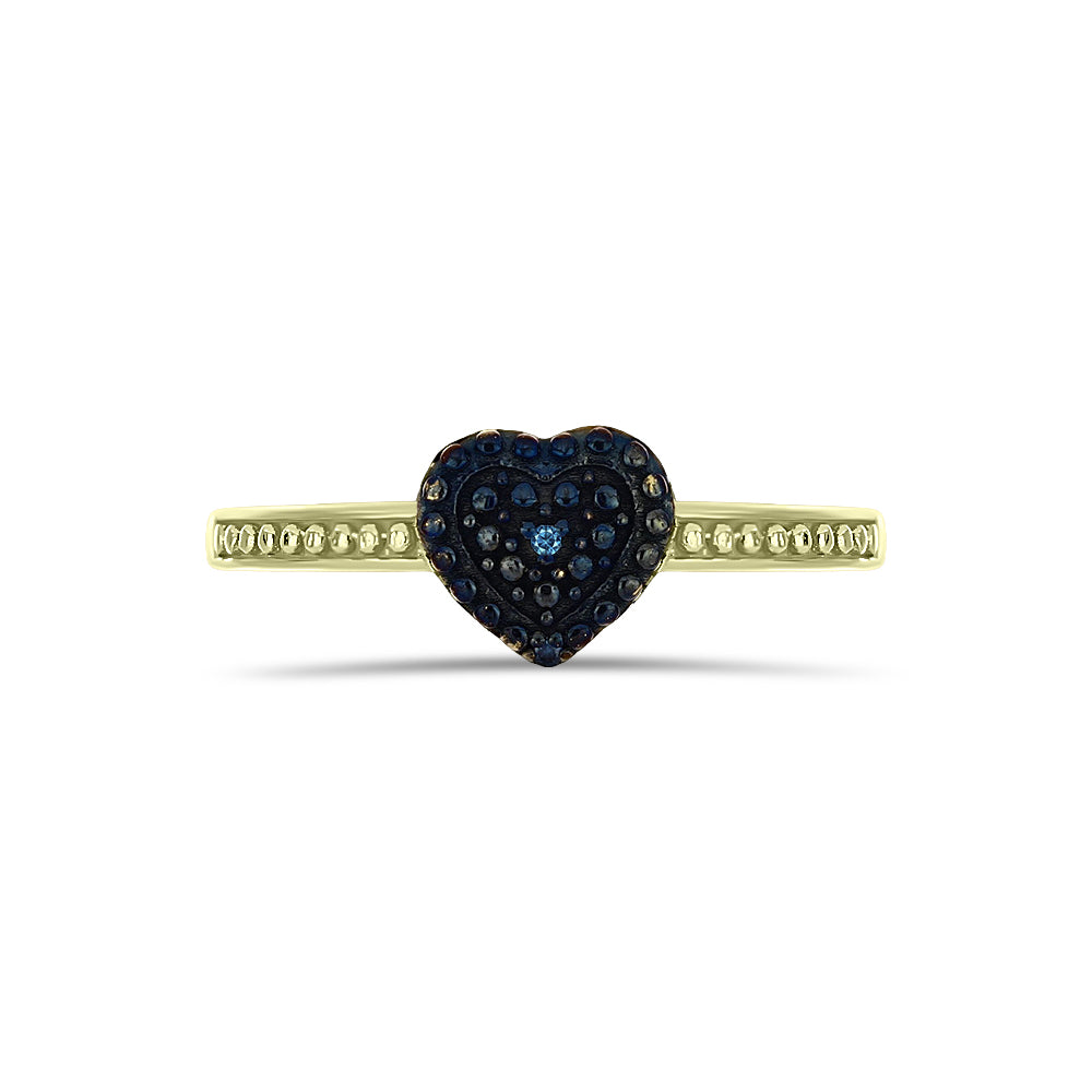 Goldplattierter Silberring mit blauem Diamant