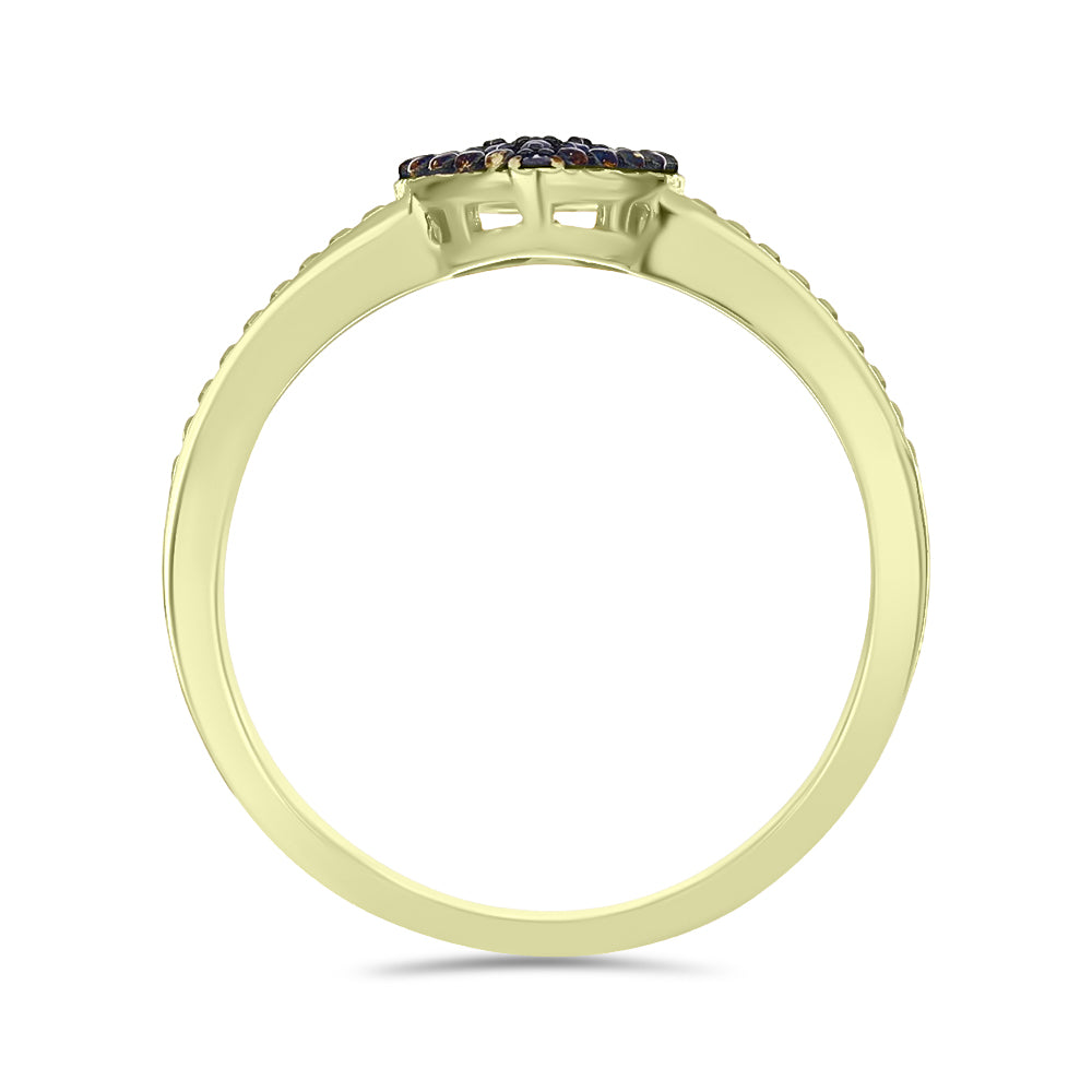 Goldplattierter Silberring mit blauem Diamant