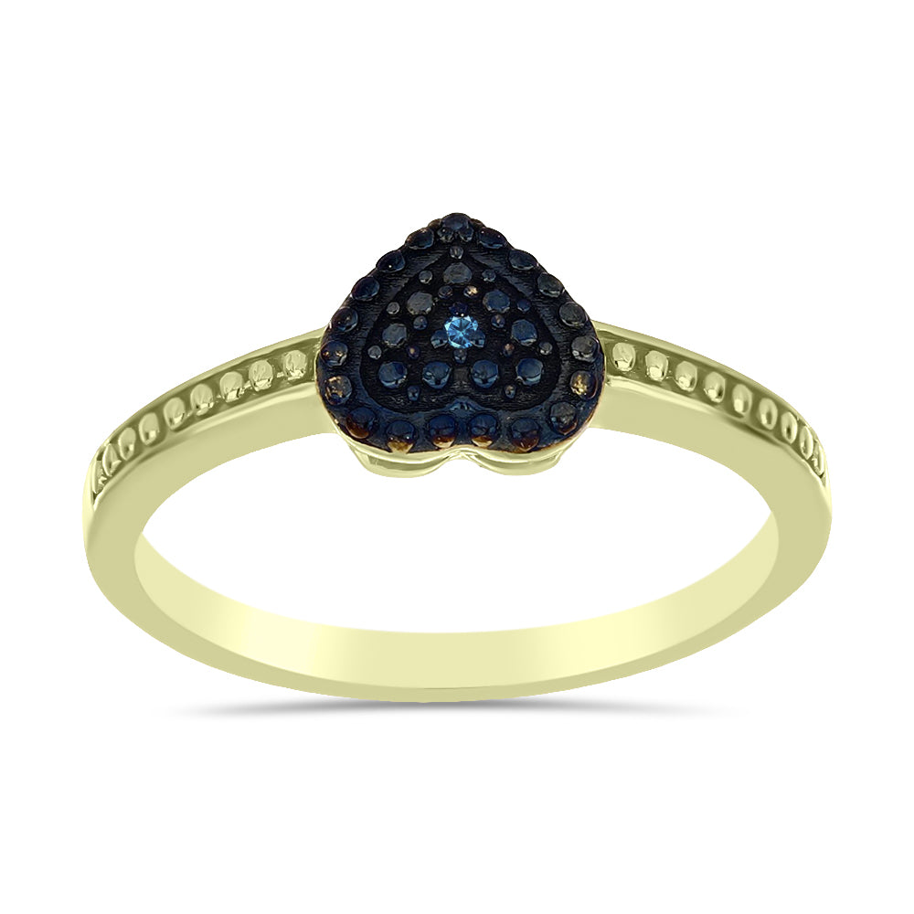 Goldplattierter Silberring mit blauem Diamant