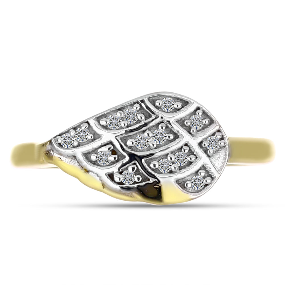 Goldplattierter Silberring mit weißem Diamant