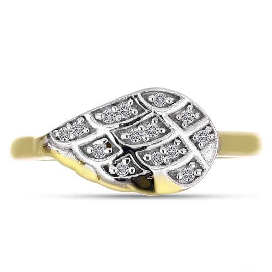 Goldplattierter Silberring mit weißem Diamant