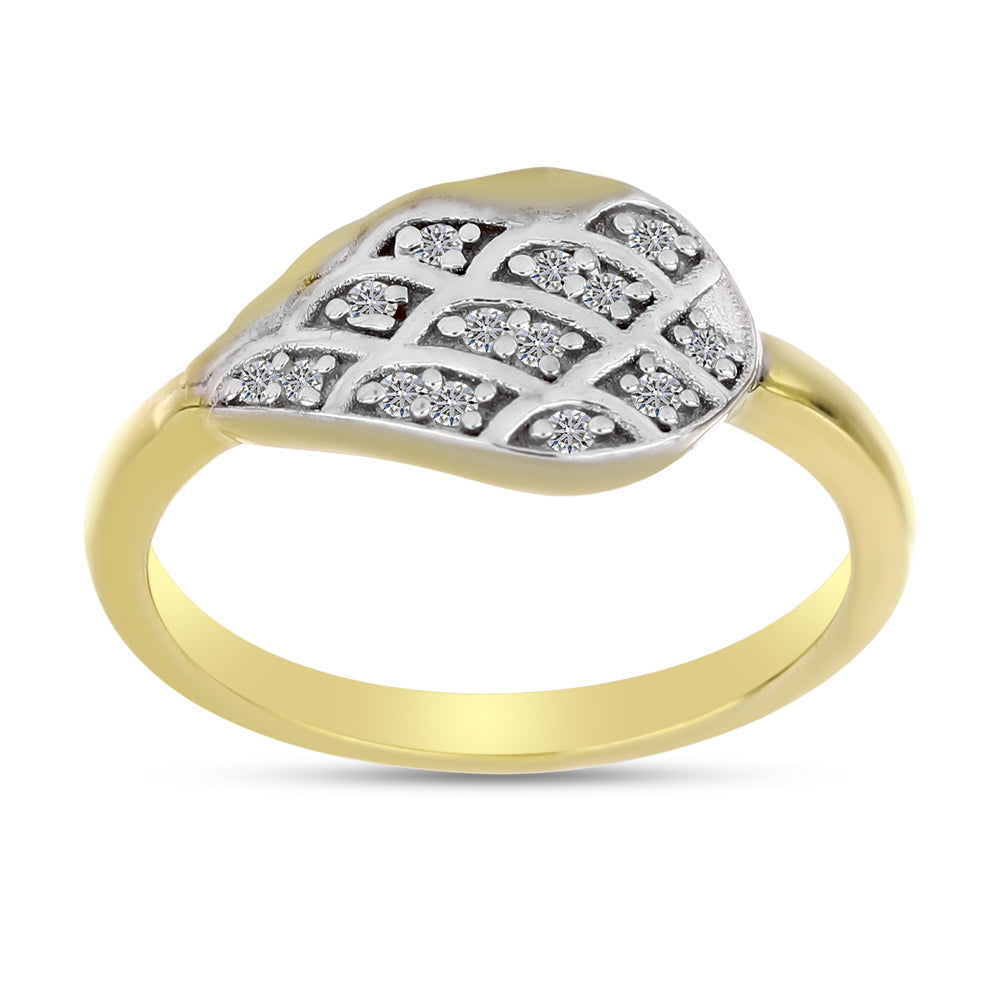 Goldplattierter Silberring mit weißem Diamant 3 