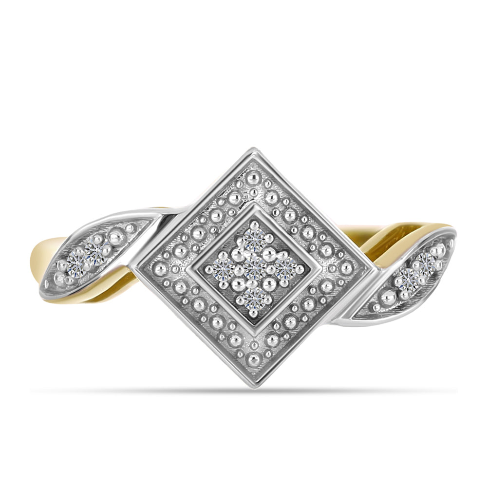 Goldplattierter Silberring mit weißem Diamant