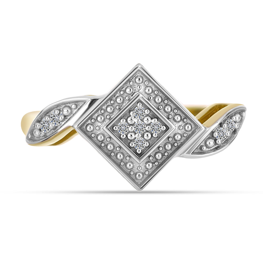 Goldplattierter Silberring mit weißem Diamant