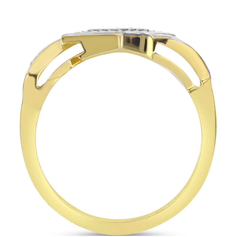 Goldplattierter Silberring mit weißem Diamant