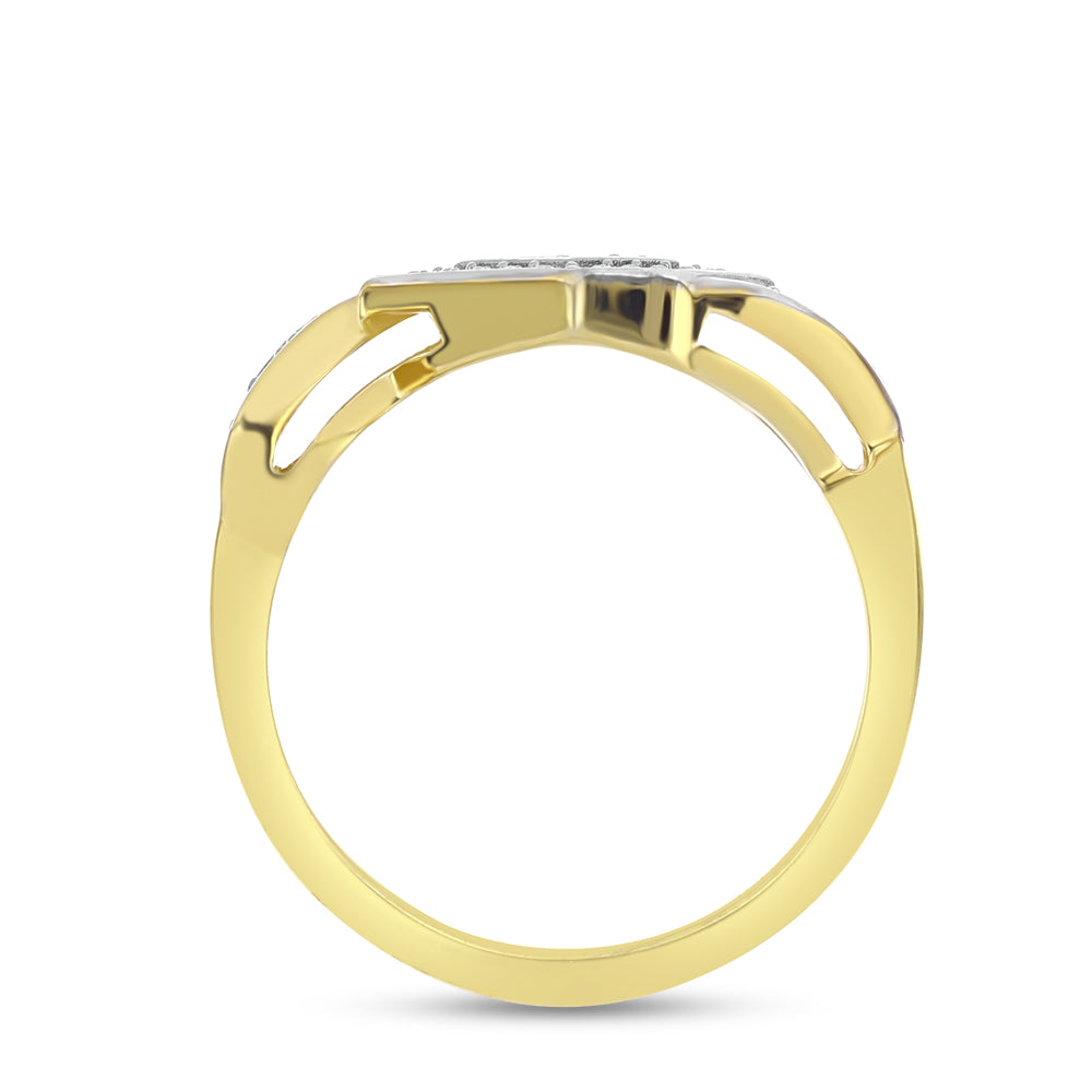 Goldplattierter Silberring mit weißem Diamant
