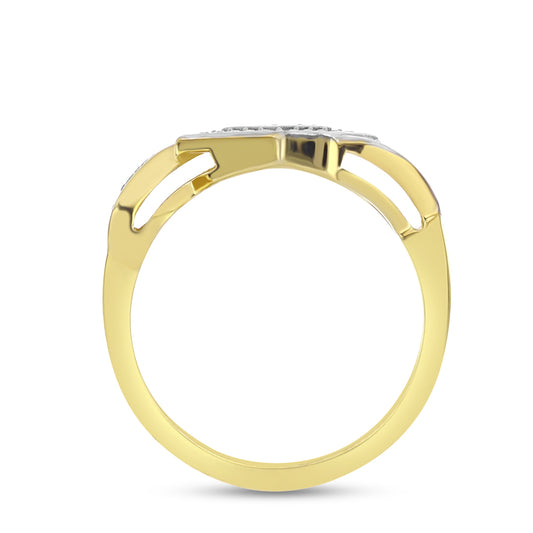Goldplattierter Silberring mit weißem Diamant