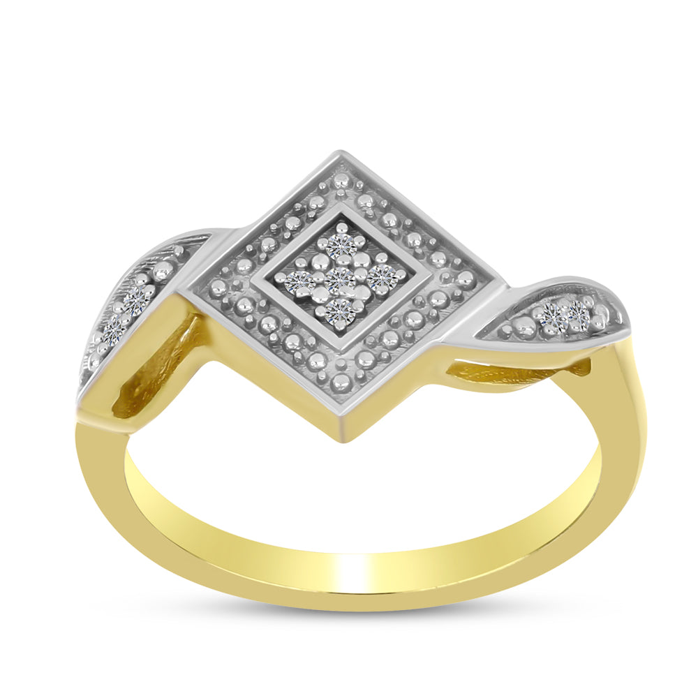 Goldplattierter Silberring mit weißem Diamant