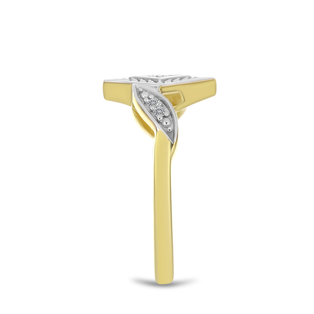 Goldplattierter Silberring mit weißem Diamant 4 