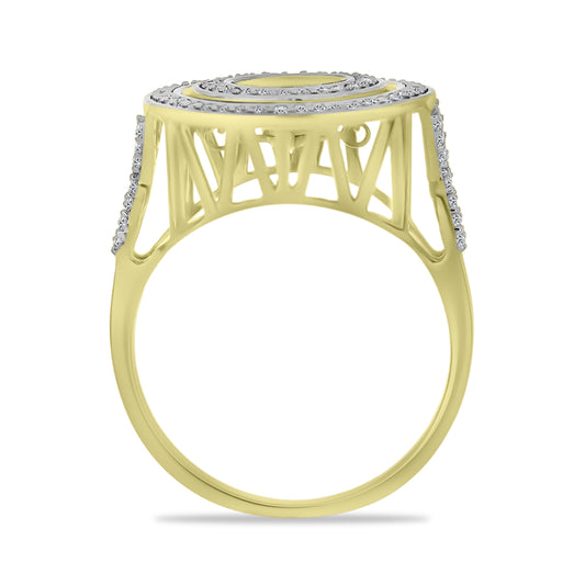 Goldplattierter Silberring mit weißem Diamant und weißem Zirkon