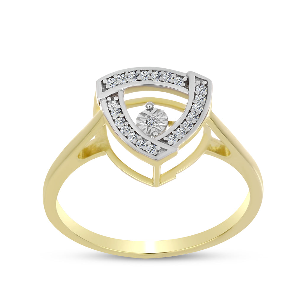 Goldplattierter Silberring mit weißem Diamant und weißem Zirkon 3 