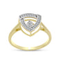 Goldplattierter Silberring mit weißem Diamant und weißem Zirkon