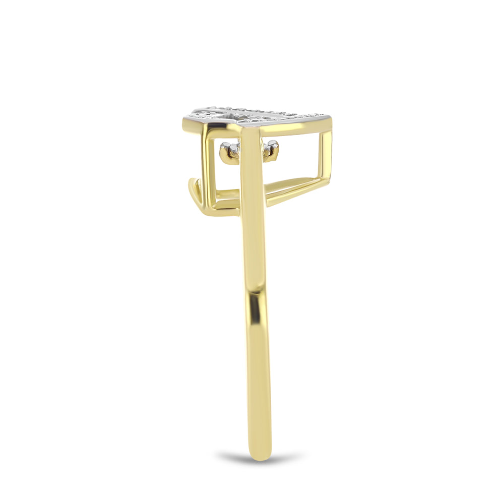 Goldplattierter Silberring mit weißem Diamant und weißem Zirkon