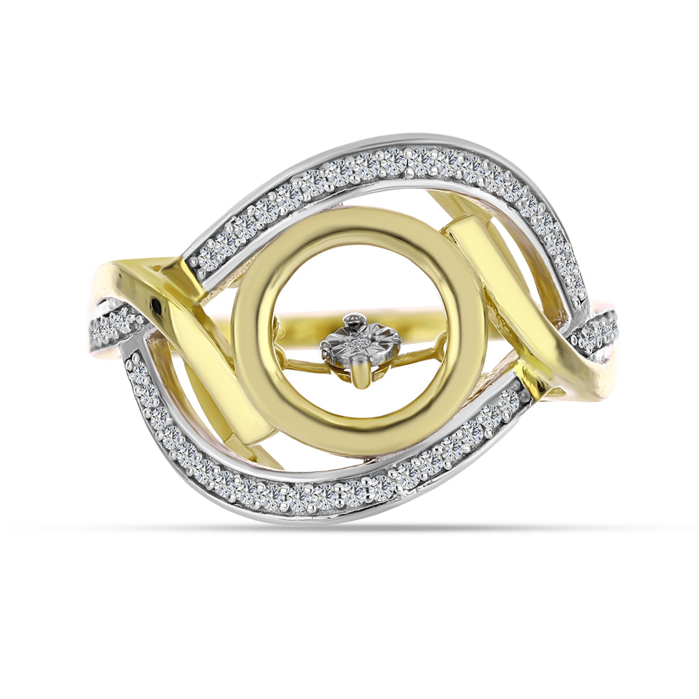 Goldplattierter Silberring mit weißem Diamant und weißem Zirkon 1 