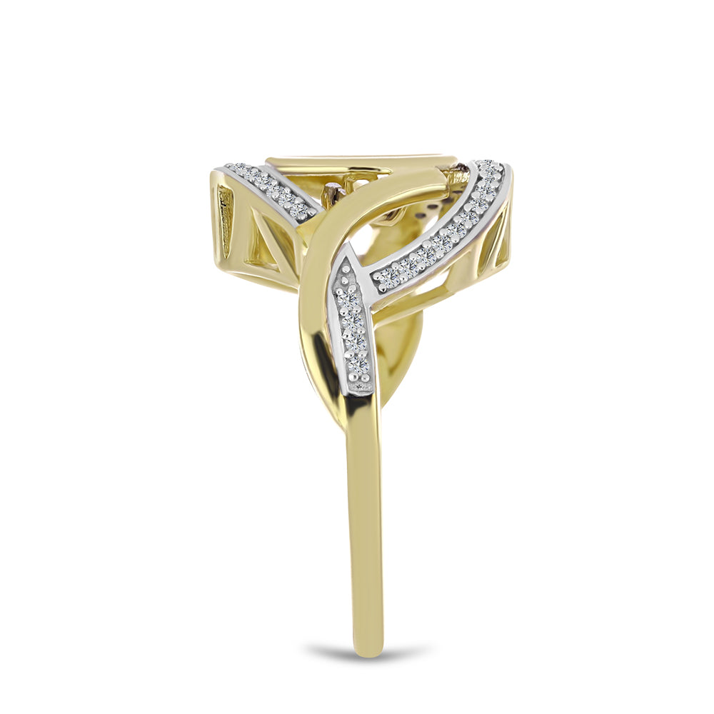 Goldplattierter Silberring mit weißem Diamant und weißem Zirkon
