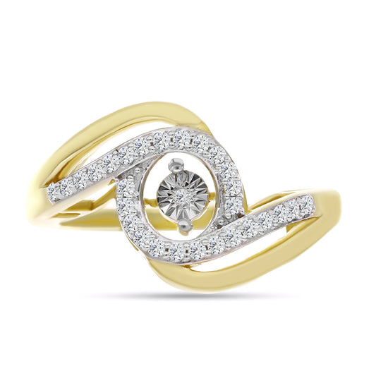 Goldplattierter Silberring mit weißem Diamant und weißem Zirkon
