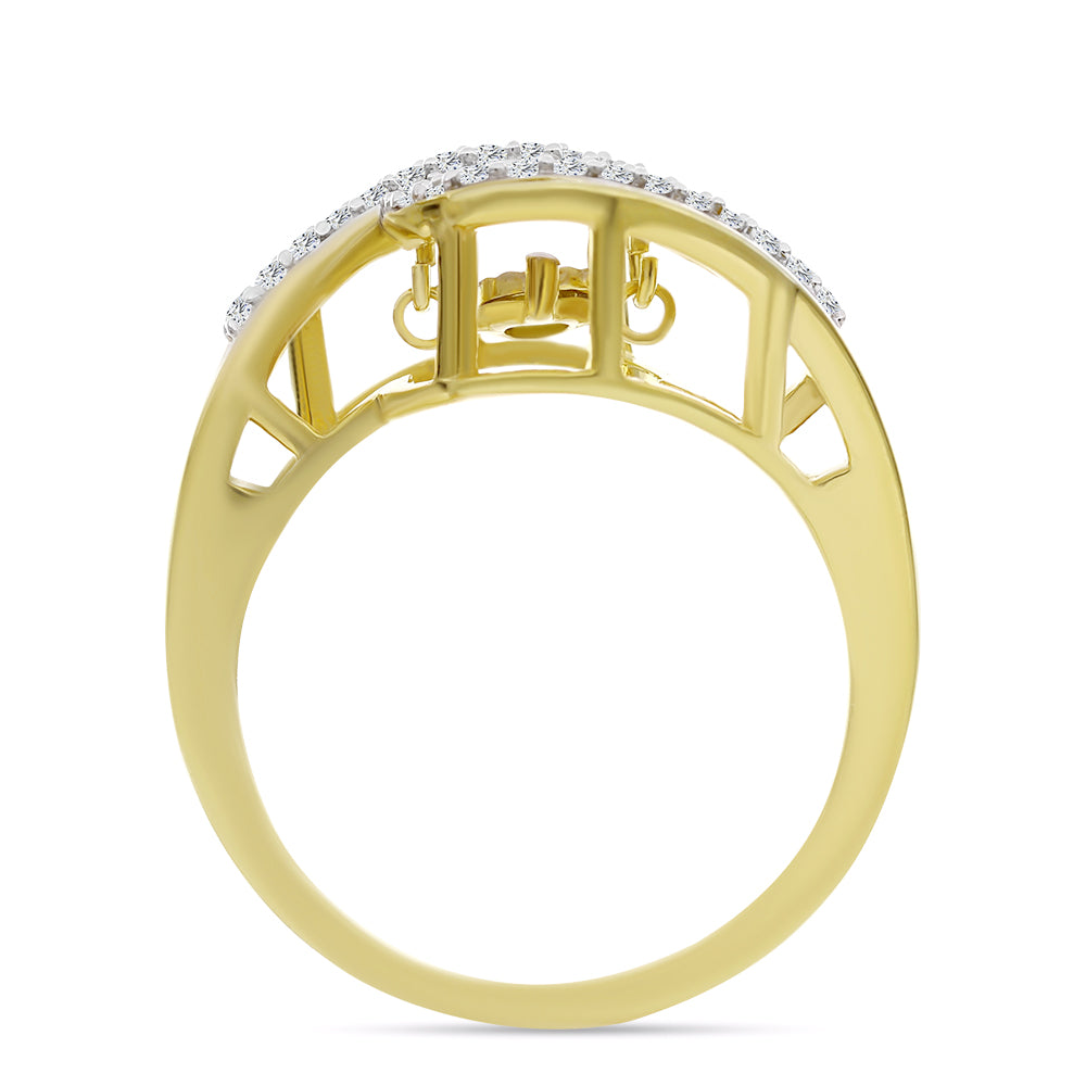 Goldplattierter Silberring mit weißem Diamant und weißem Zirkon 2 