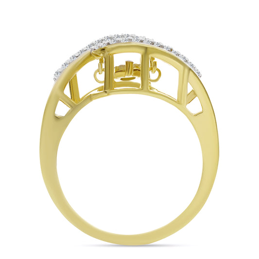 Goldplattierter Silberring mit weißem Diamant und weißem Zirkon