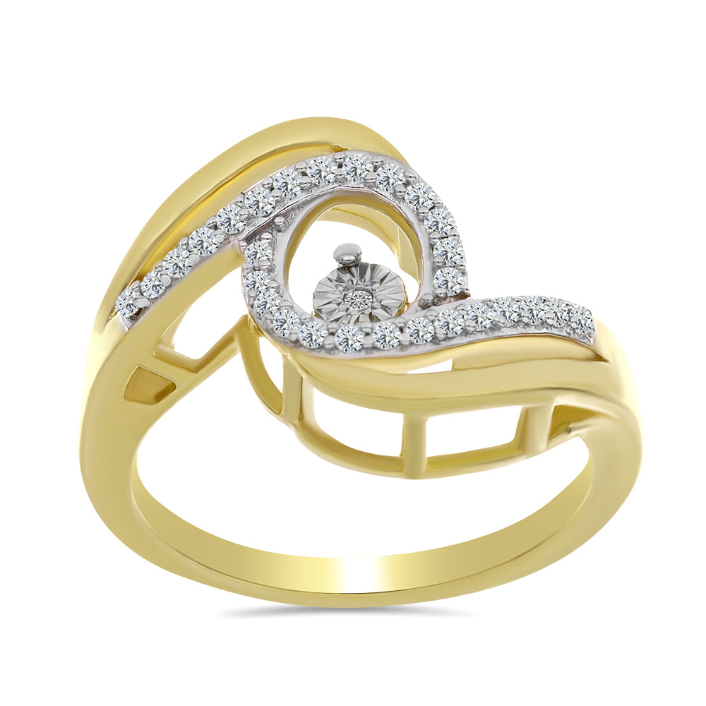 Goldplattierter Silberring mit weißem Diamant und weißem Zirkon 3 