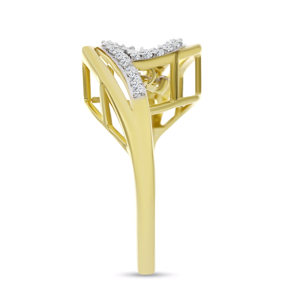 Goldplattierter Silberring mit weißem Diamant und weißem Zirkon 4 