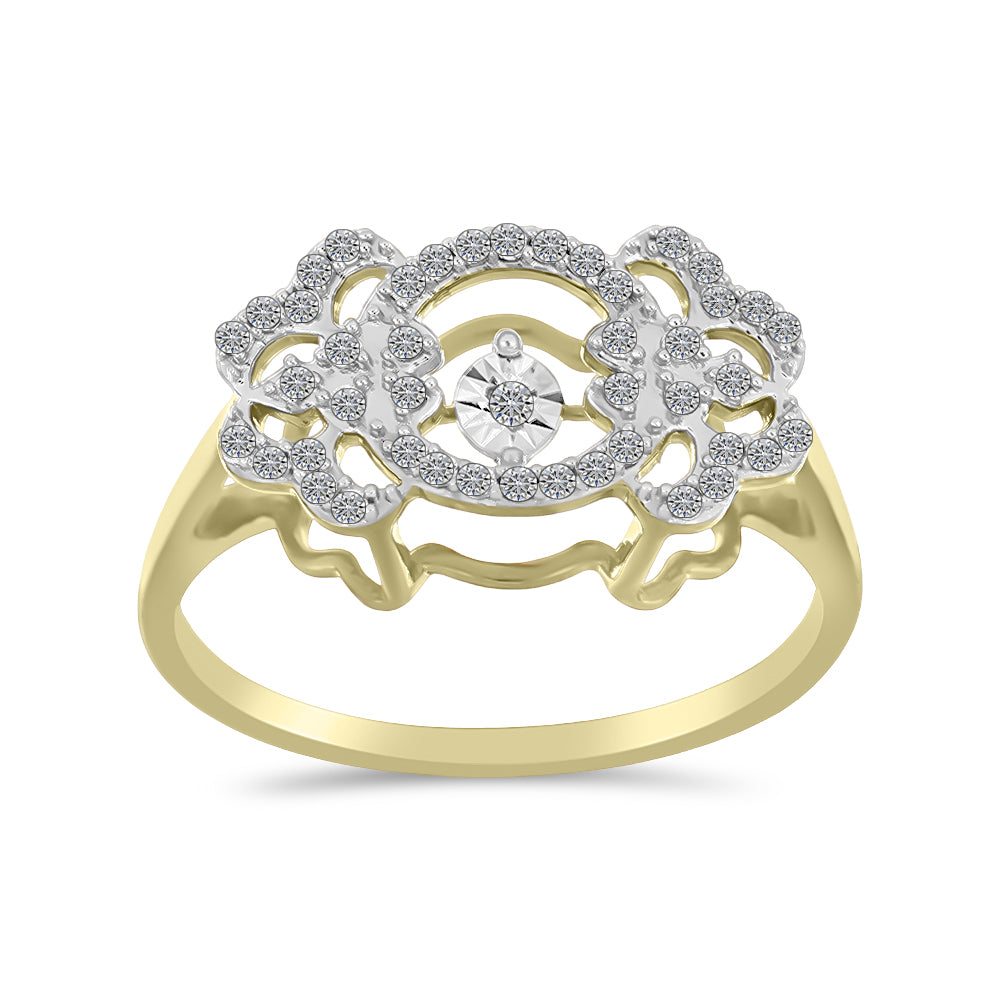 Goldplattierter Silberring mit weißem Diamant und weißem Zirkon 3 