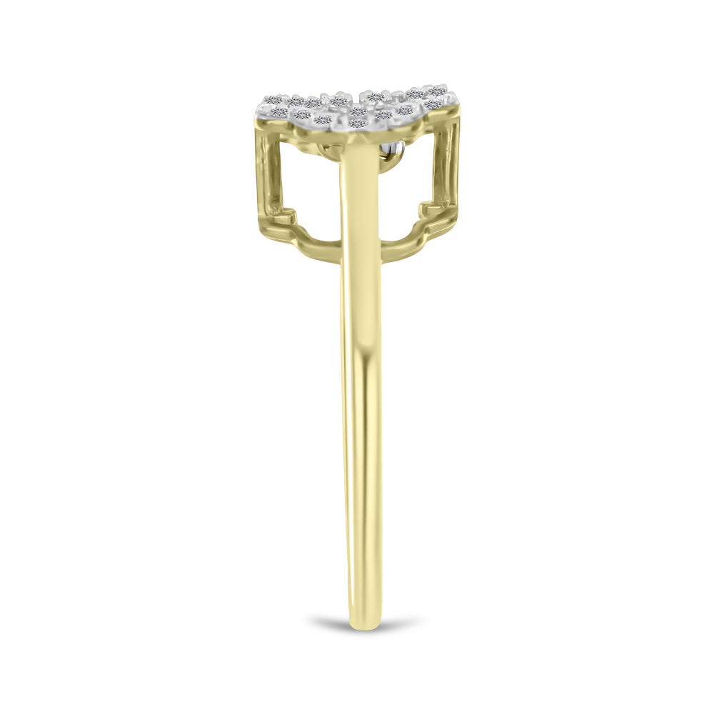 Goldplattierter Silberring mit weißem Diamant und weißem Zirkon 4 