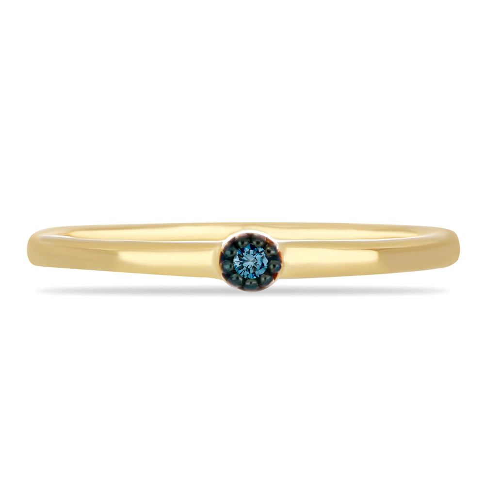 Goldplattierter Silberring mit blauem Diamant 1 