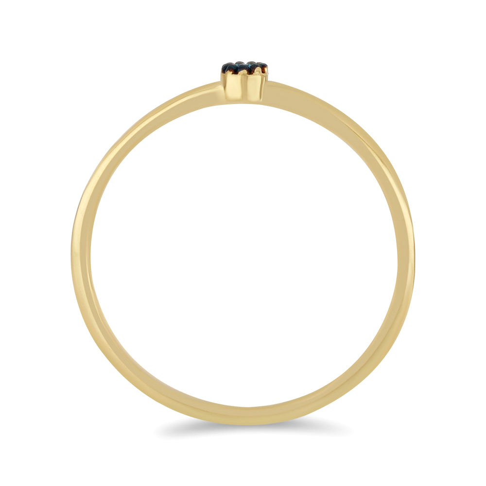 Goldplattierter Silberring mit blauem Diamant 2 